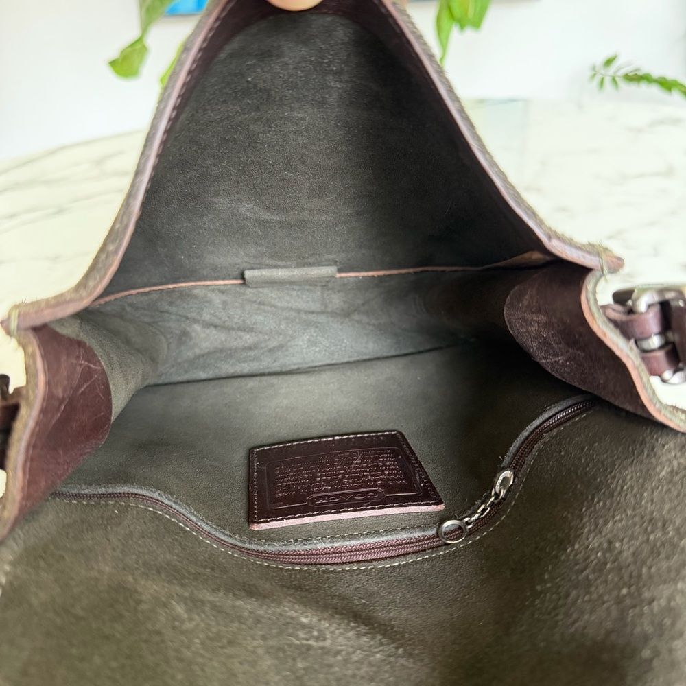 COACH Vintage Monterrey Flap Suede Crossbody Bag Loden Olive Green 6148 90's Y2K - Picture 11 of 16